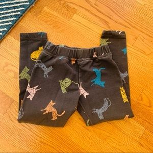 Hanna Andersson heavy weight leggings size 5 cute cat print pastel & jewel tones